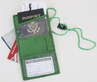 Green PASSPORT ID Boarding Pass Travel Holder Wallet