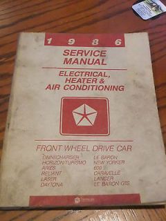 1986 Electrical Heater Air Conditioning Service Manual FWD Car Charger