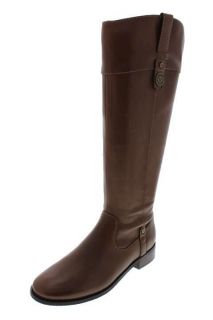 Anne Klein NEW Calantha Brown Leather Embellished Knee High Boots