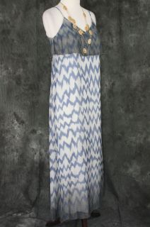 E89 urban forever mod retro blue ombre cloth long 70s bohemian maxi