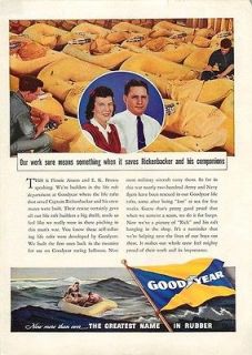 1943 Goodyear Rubber Life Rafts   Rickenbacker, WWII Ad