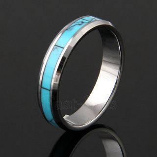Carbide Turquoise Carbon Fiber Inlay Band / Wedding Ring Sz 4 14