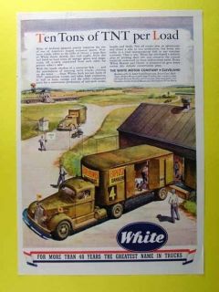 1943 WWII WHITE TNT EXPLOSIVE TRUCK VINTAGE PRINT AD