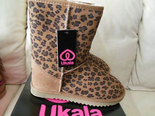 Ukala Ally womens suede cheetah leopard print merino wool lined boots
