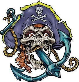 PIRATE SKULL WITH ANCHOR temporary Tattoo