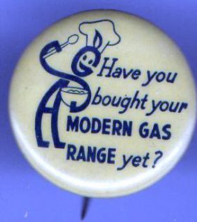 Vintage pin Modern GAS RANGE pinback CHEF button