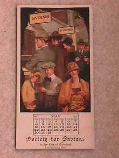 Vintage 1927 Cleveland Ohio Savings Bank Calendar Advertisement Card