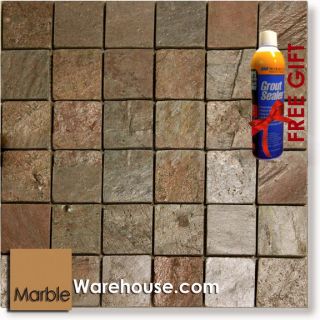 12X12 Copper Tumbled Slate Tile & Stone Mosaic Sheet for Flooring