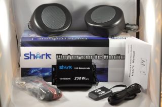 250 watt Motorcycle / yacht 2 speakers + amplifier w free clamps