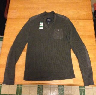 American Rag Gray Grey Mens Henley Sweater Size Large Eagle $50 Macys
