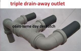 TRIPLE WASTE EASY DRAIN AWAY WATER OUTLET HOSE/PIPE TO WASTEMASTER HOG