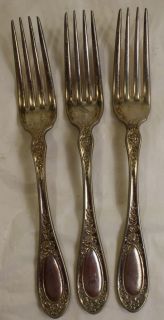1909 Silverplate 1835 R. Wallace 3 Dinner Forks Blossom