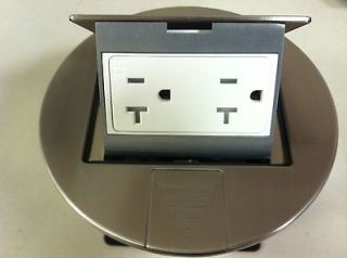 New 6 Stainless Steel Pop Up Floor Box 20A 125V TR Outlet White