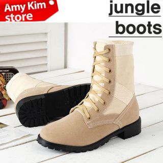 amy kim Fashion Mens jungle boots combat SHOES BEIGE US7 10 (08)