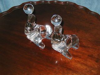 Martinsville Crystal Glass Seal Bookends with Ball Gorgeous Vintage