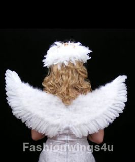 white feather wings marabou halo set dove fairy angel costume props