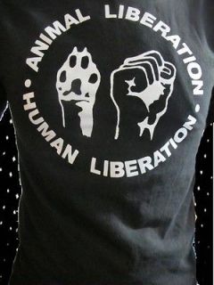 Animal Liberation Human Liberation T Shirt VEGAN VEGETARIAN ANARCHIST