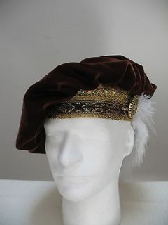NEW BROWN RENAISSANCE MEDIEVAL TUDOR FLOPPY MUFFIN HAT COSTUME SIZE