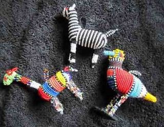 Hand Beaded African Zulu Animal Ornaments   Zebra, Bird, Giraffee #2