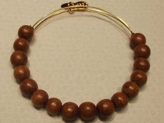 Alex and Ani Shiny Gold expandable bracelet with Bohemium Brown Wooden