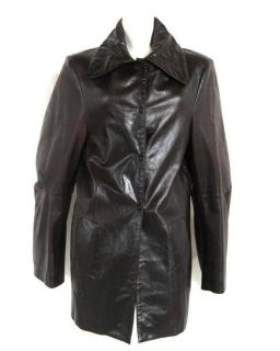 ANN DEMEULEMEESTER  Chocolate Brown LEATHER LONG SLEEVE JACKET COAT