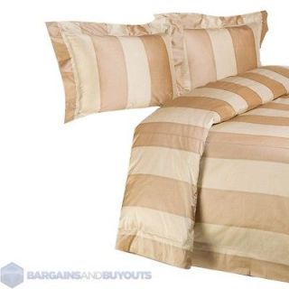 Ann Gish Dupione Stripe 100% Silk Five Piece Duvet and Down Pillow