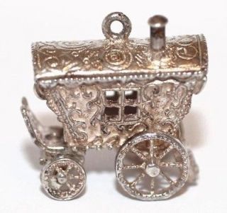 Moves Ornate Gypsy Wagon Vintage Sterling Silver Bracelet Charm, 7.3g