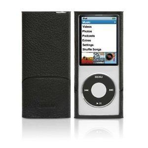 New Apple iPod Nano 4G 4th Gen GRIFFIN Black Leather Hard Case Rigid