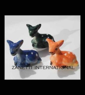 Set of 3 Miniature Ceramic Cute Bambi Figurines * Deer Figures