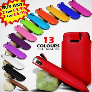 LEATHER FLIP PULL TAB POUCH SKIN CASE COVER FOR VARIOUS MOBILE PHONES
