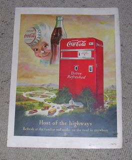 1950 Coke Coca Cola Ad Vintage Coke Machine. Highway