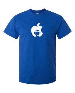 Apple logo Android Logo Geek Expert Unisex T shirt Tee Royal Blue