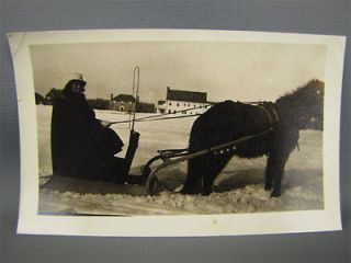 Antique Photograph Winter Sleigh Ride Horse Drawn Sled