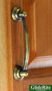 81297 AB   Antique Brass Deco Rope Bow Cabinet Hardware Pull Handle