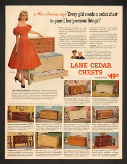 1952 Miss America Girl Needs Lane Cedar Chests Print Ad