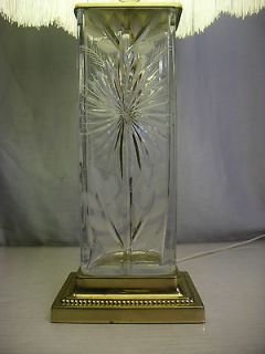 Vtg Dresden Cut Crystal Table Lamp Glass Cactus Flower Chic 3 tier