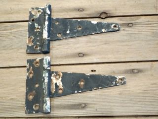 two 10 barn shed door strap hinges old shabby chipped black paint