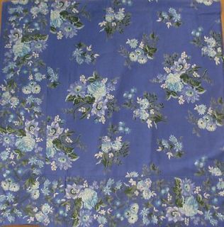 APRIL CORNELL RUSSIAN CHINTZ PERIWINKLE BLUE ROSES RECTANGLE 60 X 120