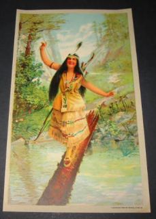 Orignal Old 1906 INDIAN Maiden / Squaw PRINT