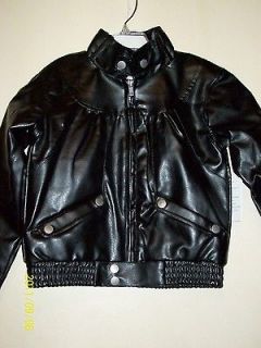 Arizona Girls Faux Leather Bomber Jacket Black 5 6 NWT