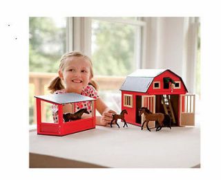 Maxim Red Gable Barn w/ Side Stall Fits Schleich, Safari Size Horses