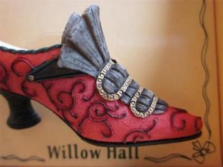 NEW Jake Asher SHOE BROOCH WILLOW HALL Heel Boot VICTORIAN RED FANCY