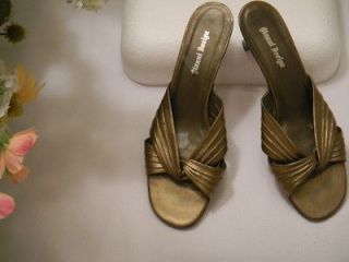 Gianni Design Womens Gold Look Leather Sandle Heels,Size 7.5,   8, Pre