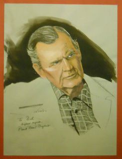 Paul Bear Bryant Pencil Drawing by Ernie Patton   Signed & Inscribed