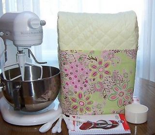 YELLOW QUILTED Kitchen Aid MIXER Stand cover PINK FLOWERS FABRIC