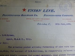 1900 Antique Union Line Pennsylvania Railroad Colum​bus Ohio