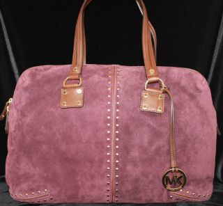 Michael Kors NEW Astor Large Weekender Bag Retail$448 Aubergine Suede