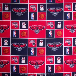 HALF YARD NBA Atlanta Hawks Basketball Jersey Hoop Logo QUILT Fabric 1