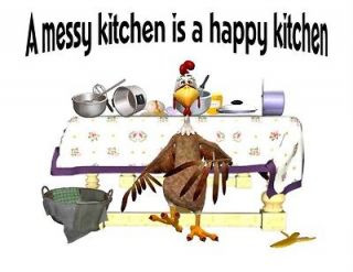 Made T Shirt Country Messy Kitchen Happy Whimsical Chicken Table Funny