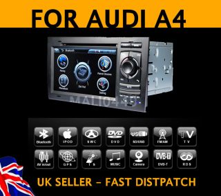 Audi A4 7 Touchscreen DVD Sat Nav GPS MP3 iPod CD Double Din Headunit